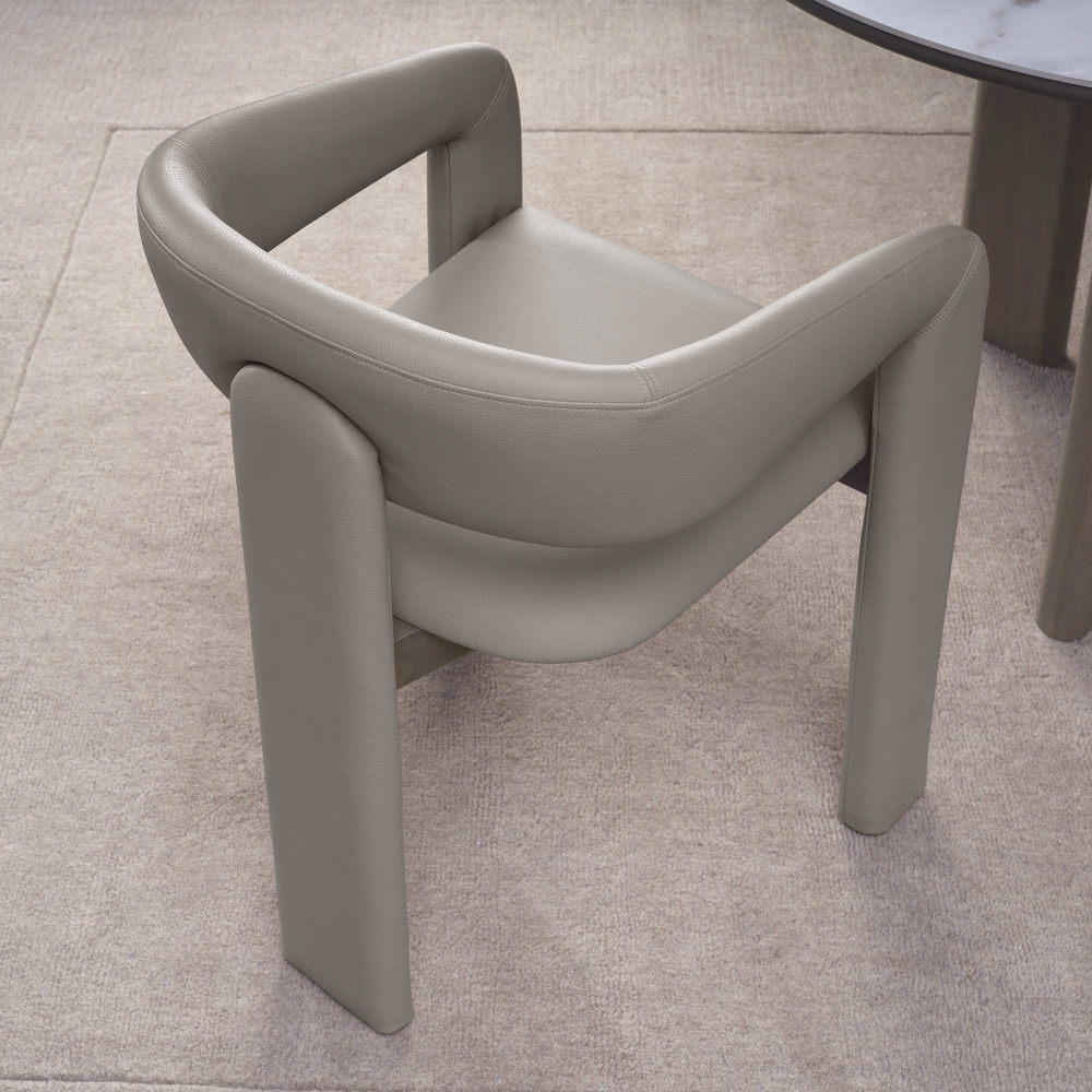 Duo Grey Oiled Oak Upholstered Chair - Grey Bonded Leather