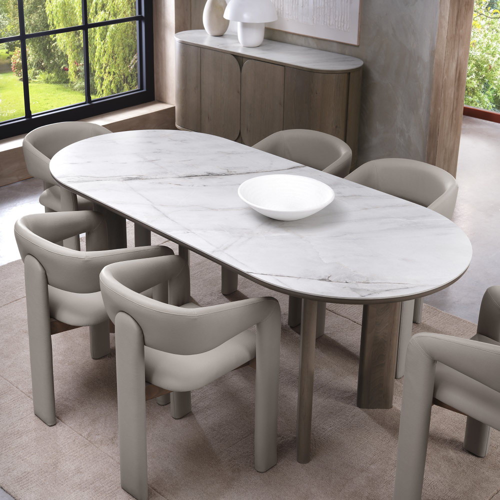 Duo Grey Oiled Oak Upholstered Chair - Grey Bonded Leather