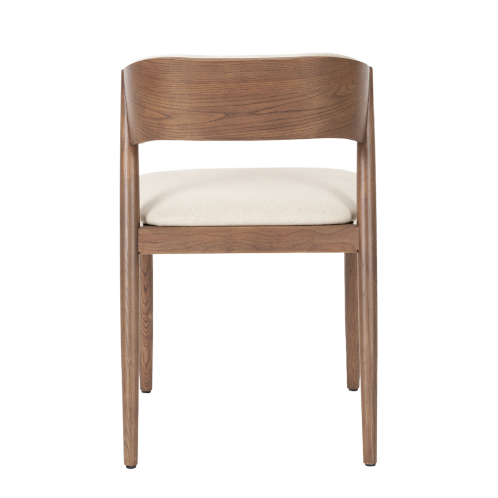 Elias Natural Linen and Dark Ash Wood Curved Back Dining Chair