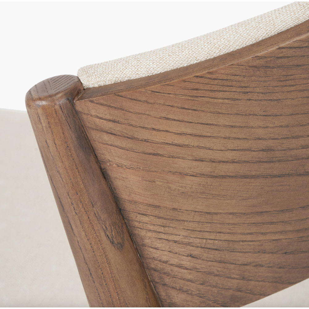 Elias Natural Linen and Dark Ash Wood Curved Back Dining Chair