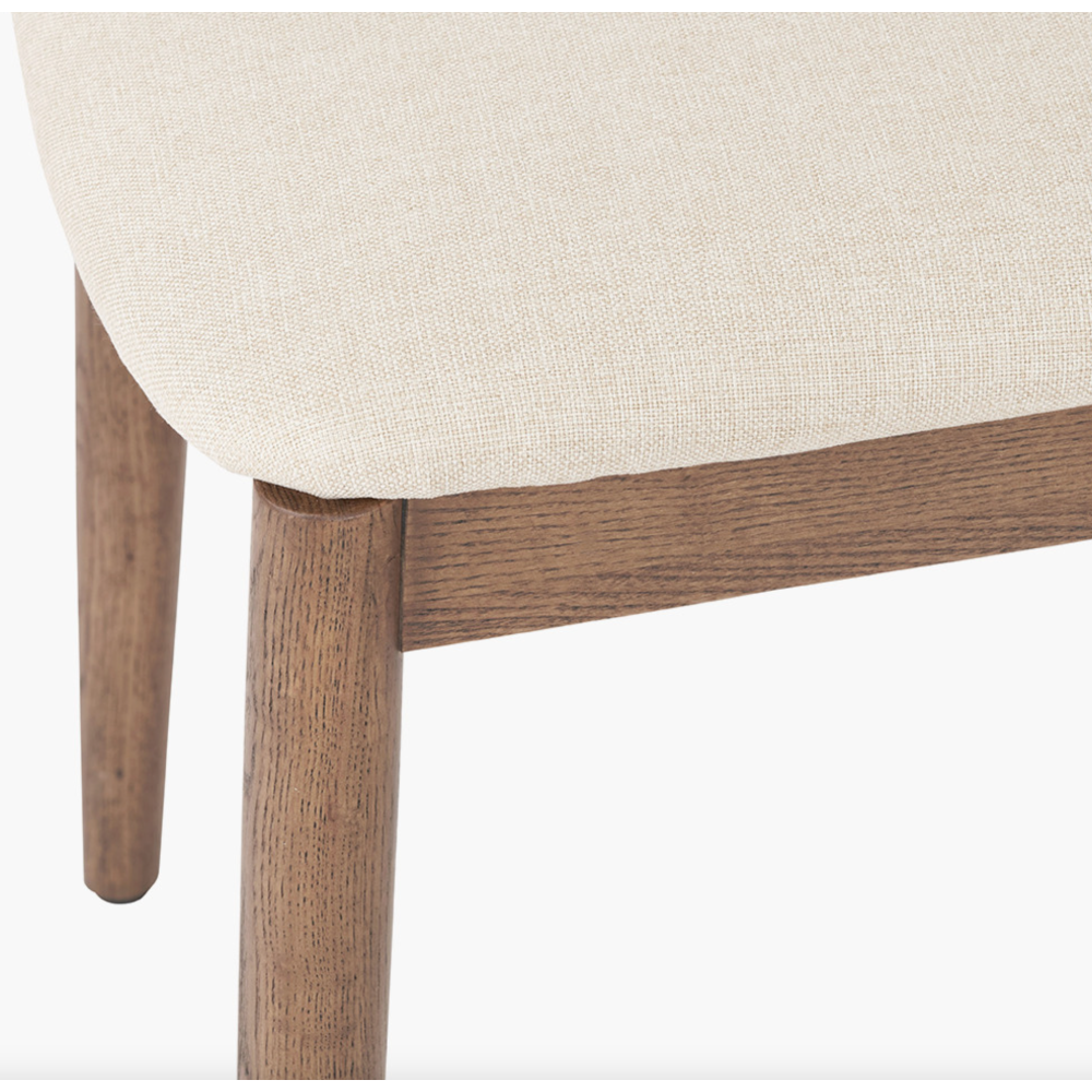 Elias Natural Linen and Dark Ash Wood Curved Back Dining Chair
