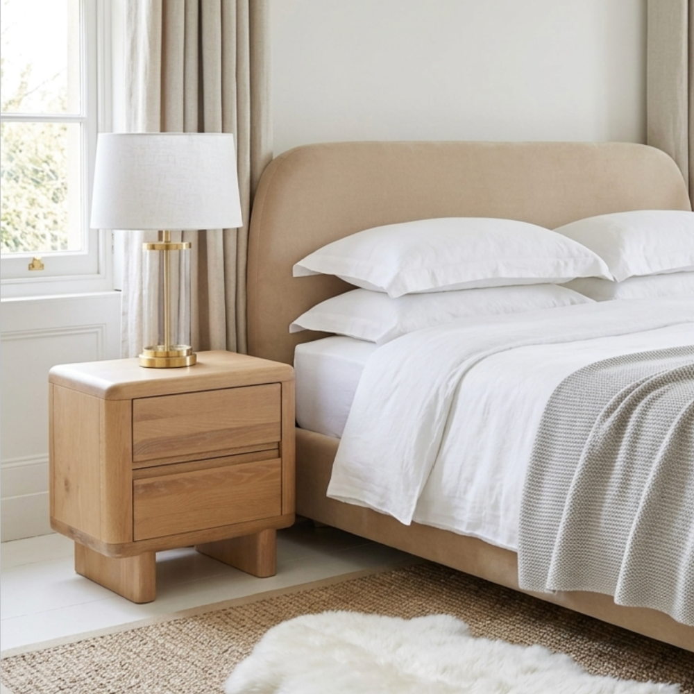 Flynn Washed oak 2 Drawer Bedside