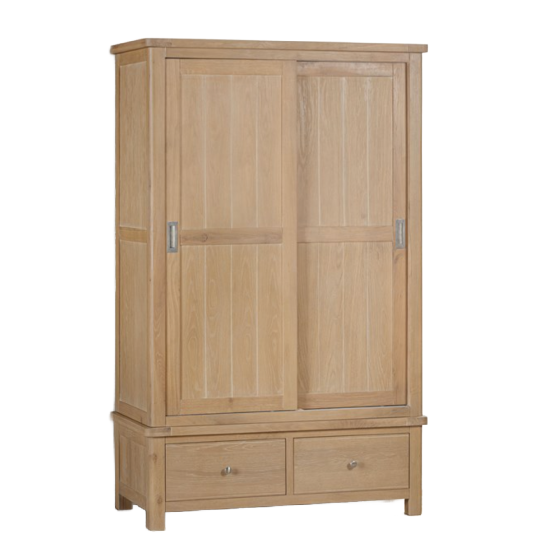 Foxington washed Oak Double Sliding Door Wardrobe