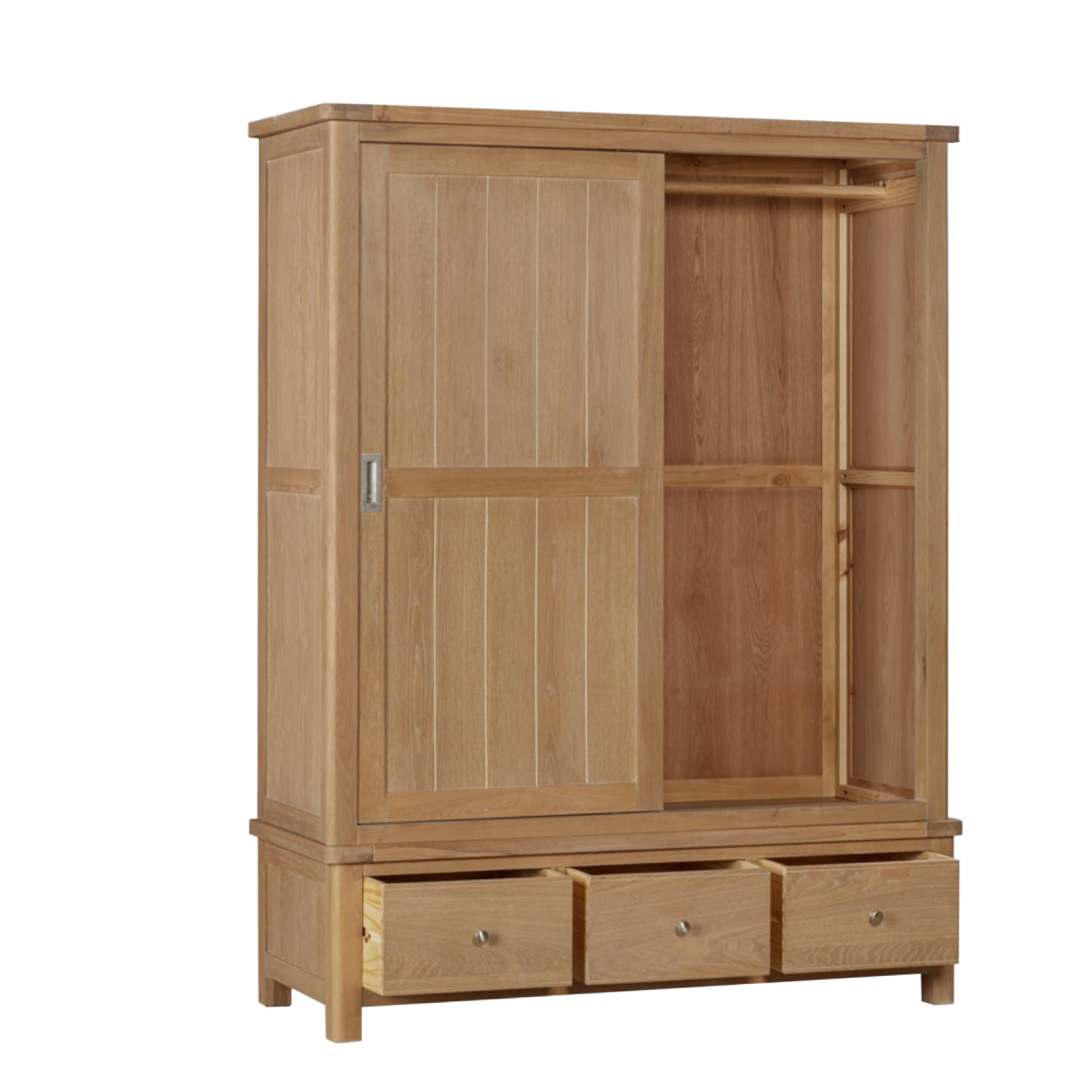 Foxington washed Oak Triple Sliding Door Wardrobe