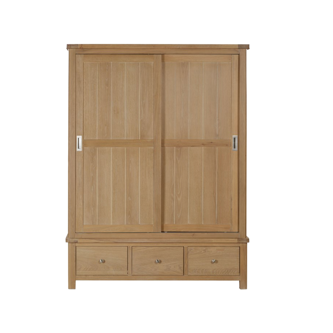Foxington washed Oak Triple Sliding Door Wardrobe