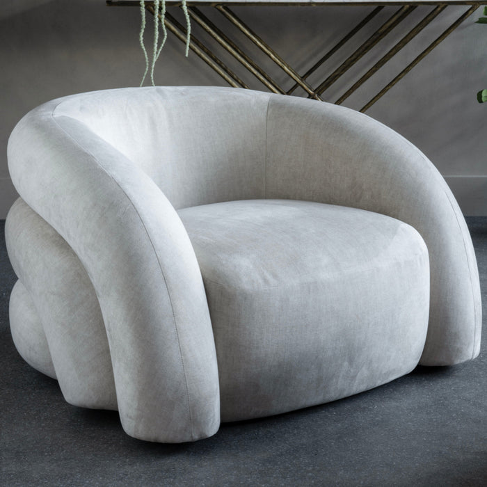 Casa Upholstered Curved Snug Chair Cream