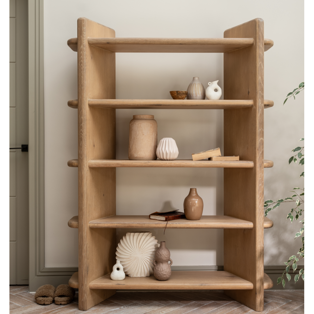 Flynn Natural Oak Open Display Bookcase