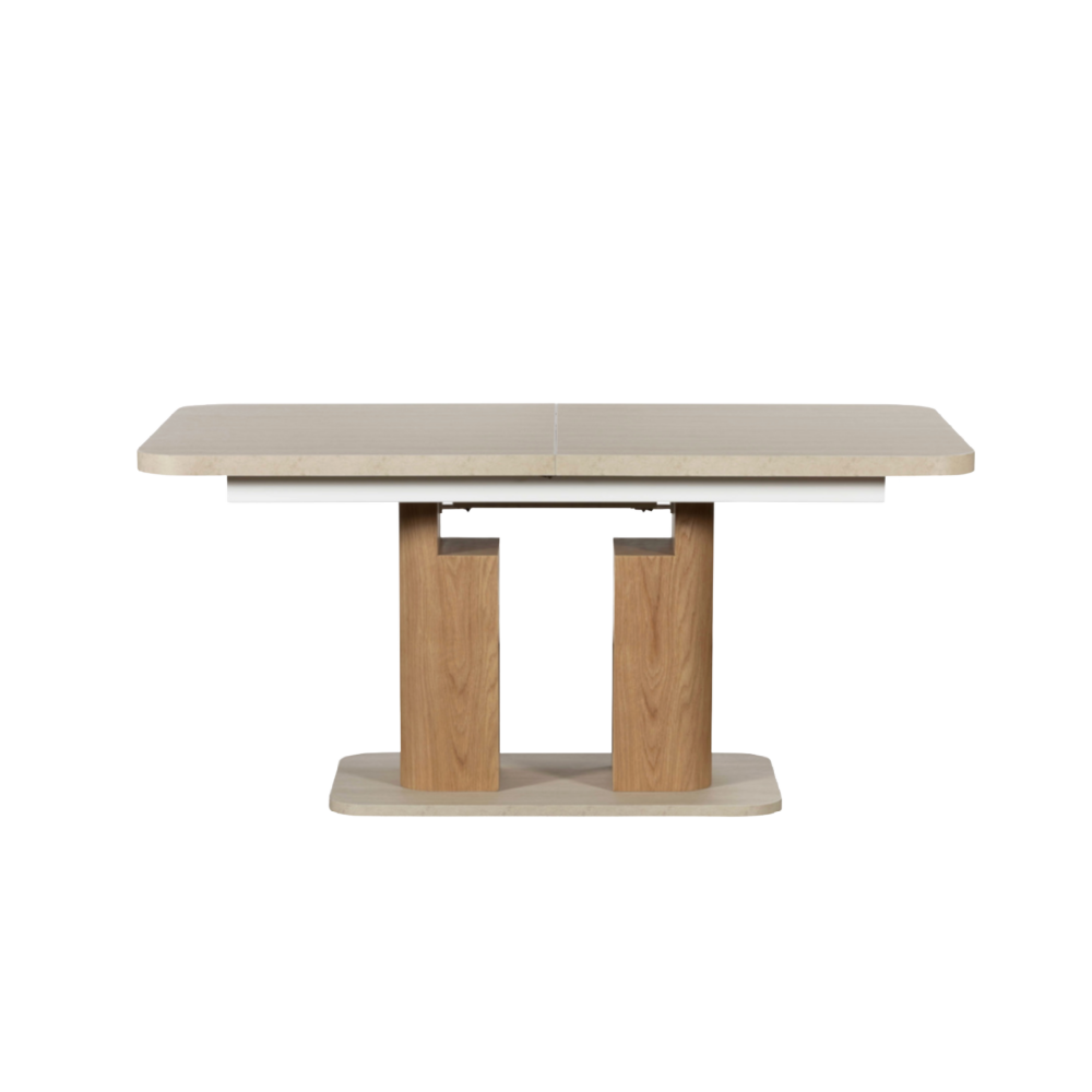 Arlo Natural Oak 160-200cm Extending Dining Table with Travertine Ceramic Top
