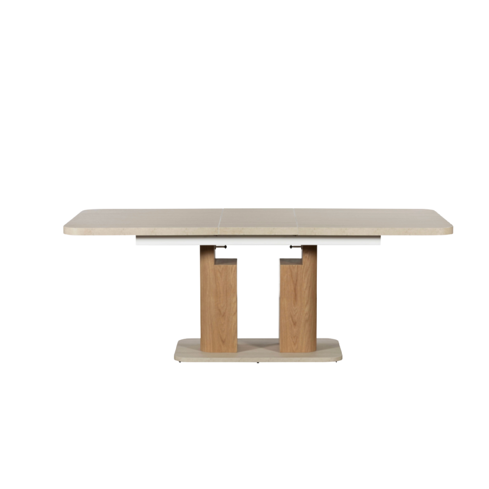Arlo Natural Oak 160-200cm Extending Dining Table with Travertine Ceramic Top