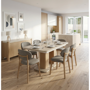 Arlo Natural Oak 160-200cm Extending Dining Table with Travertine Ceramic Top
