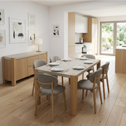 Arlo Natural Oak 190cm Dining Table with Travertine Ceramic Top