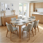 Arlo Natural Oak 140cm Dining Table with Travertine Ceramic Top