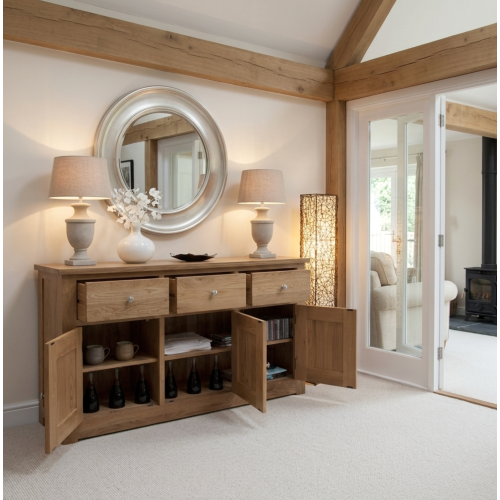 Torino Solid Oak Large Sideboard