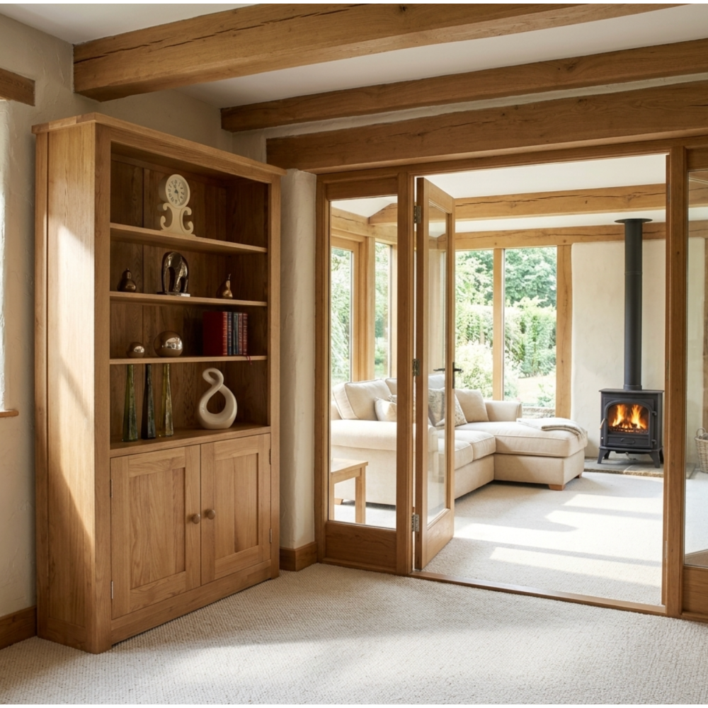 Torino Contemporary Oak 2 Door Bookcase