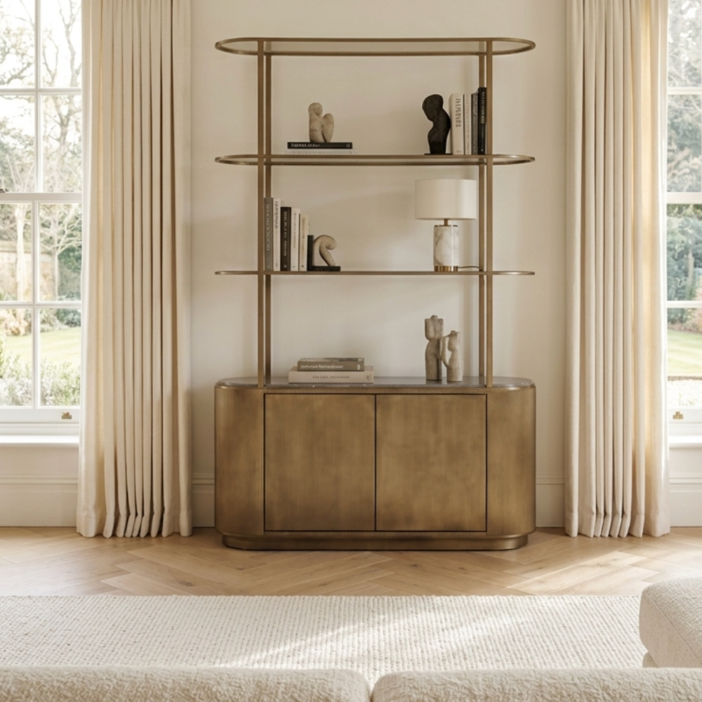 Belvedere Royal Gold Shelving Unit With Storage