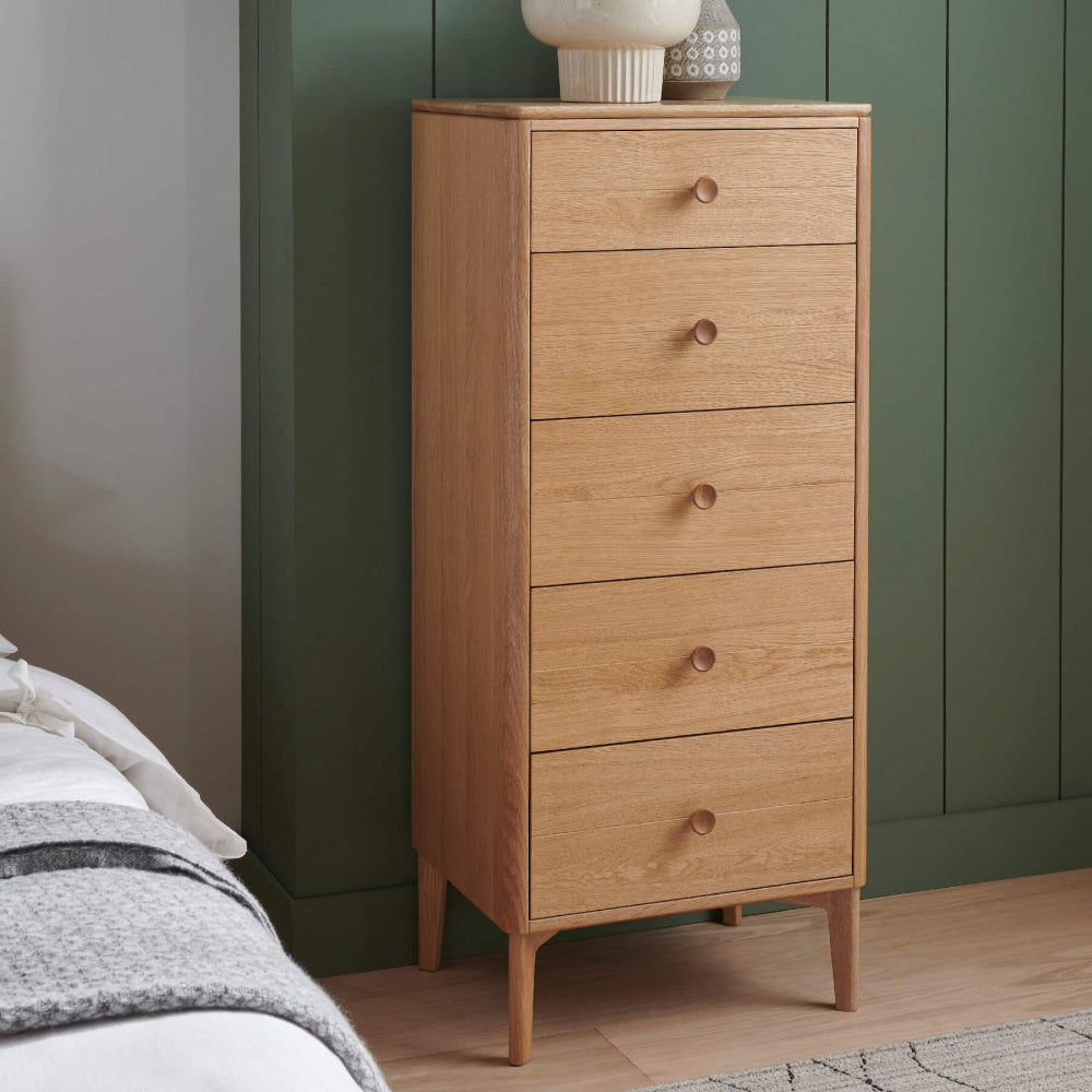 Hadley Tall 5 Drawer Chest of Drawers Natural