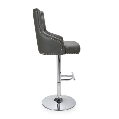 Rocco Leather Effect Graphite Grey Bar Stool