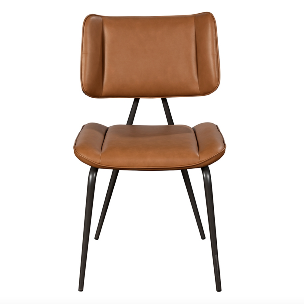 Jack Cognac Tan PU Leather Dining Chair with Industrial Legs