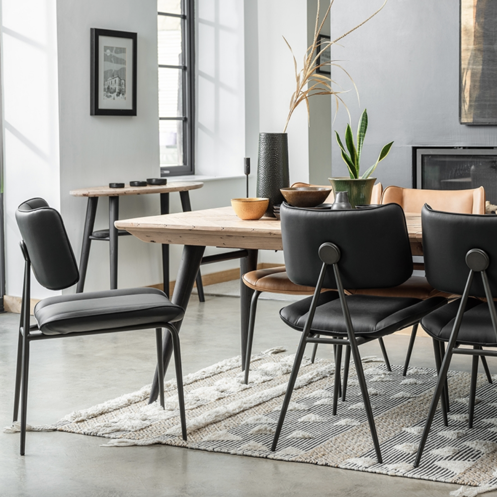 Jack Black Tan PU Leather Dining Chair with Industrial Legs