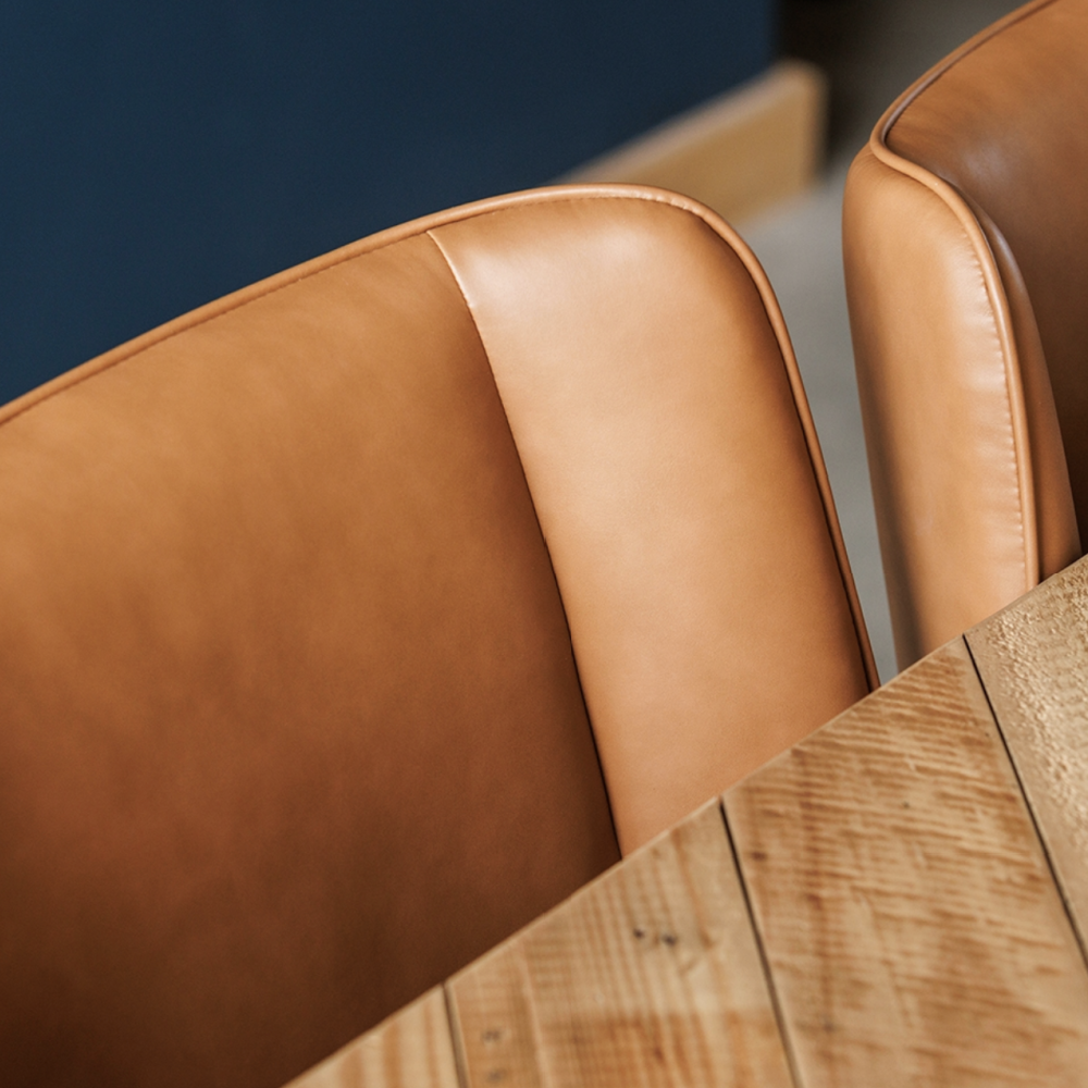 Jack Cognac Tan PU Leather Dining Chair with Industrial Legs