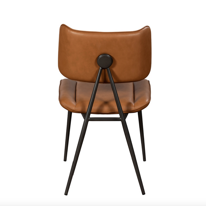 Jack Cognac Tan PU Leather Dining Chair with Industrial Legs