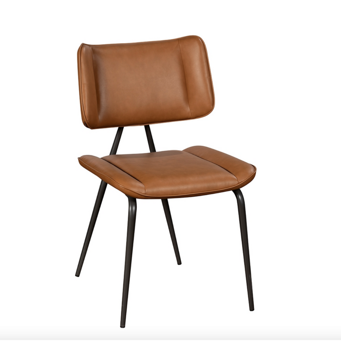 Jack Cognac Tan PU Leather Dining Chair with Industrial Legs