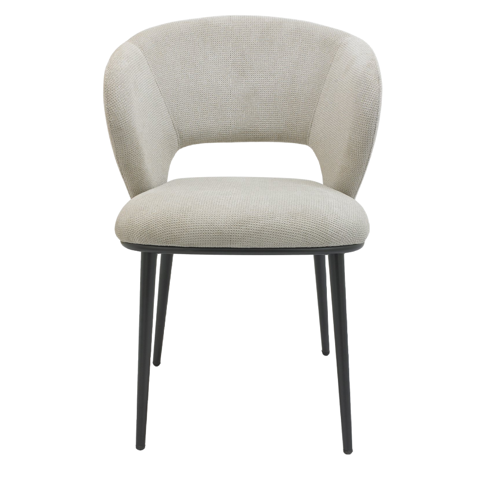 Luca - Beige Fabric Chair with Matt Black Legs