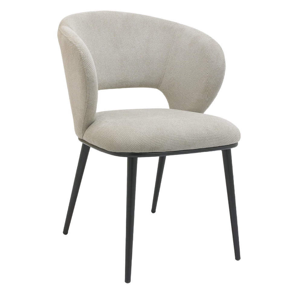 Luca - Beige Fabric Chair with Matt Black Legs