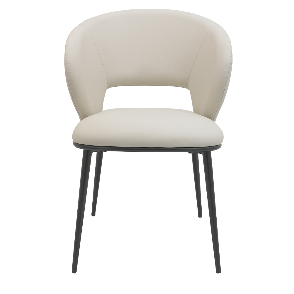 Luca - Ivory Faux Leather Chair with Matt Black Legs