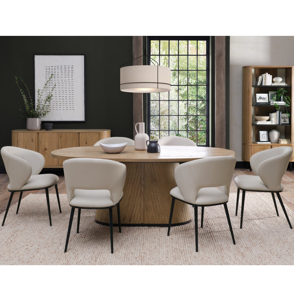 Luca - Ivory Faux Leather Chair with Matt Black Legs