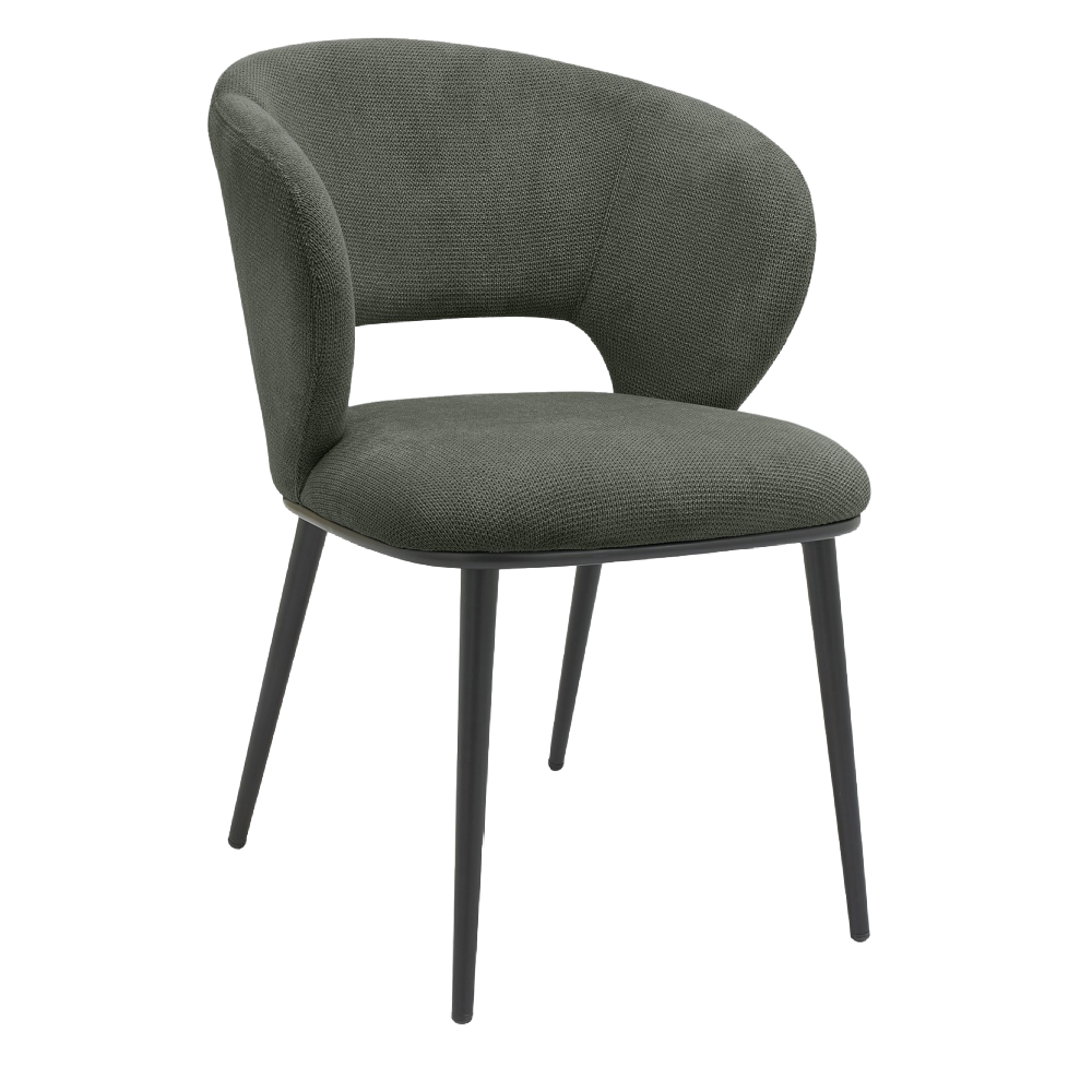 Luca - Green Fabric Chair with Matt Black Legs