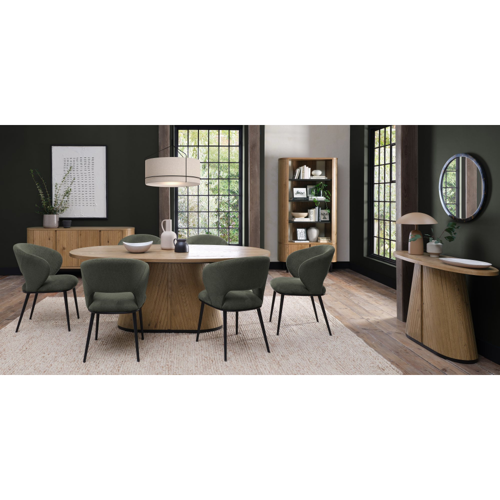 Luca - Green Fabric Chair with Matt Black Legs