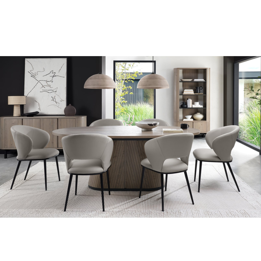 Luca - Grey Faux Leather Chair with Matt Black Legs