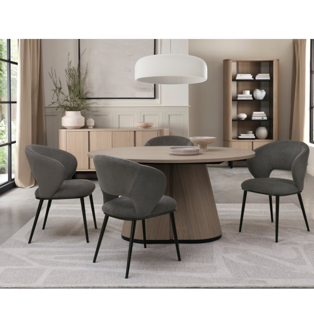 Luca - Grey Fabric Chair with Matt Black Legs