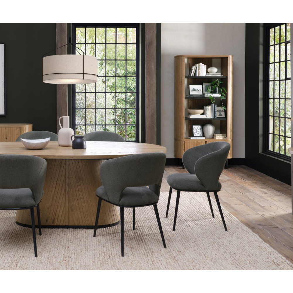 Luca - Grey Fabric Chair with Matt Black Legs