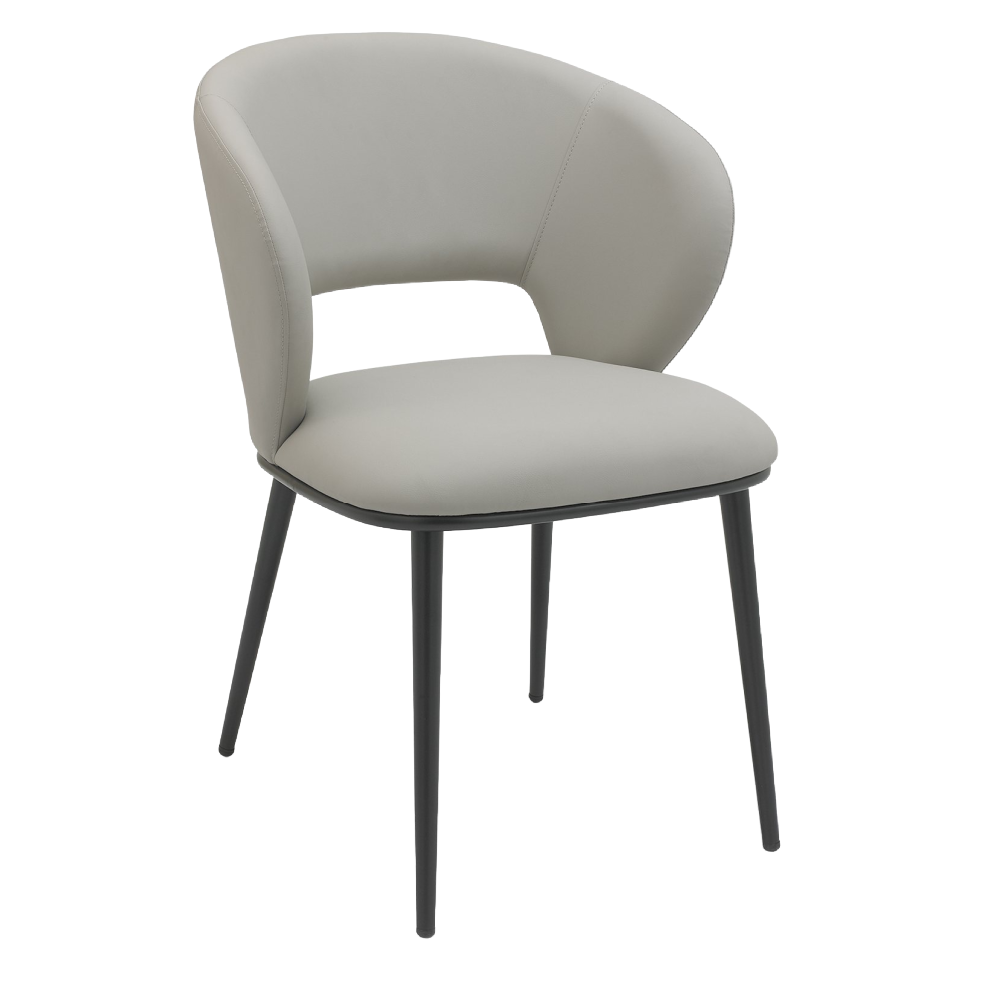 Luca - Grey Faux Leather Chair with Matt Black Legs