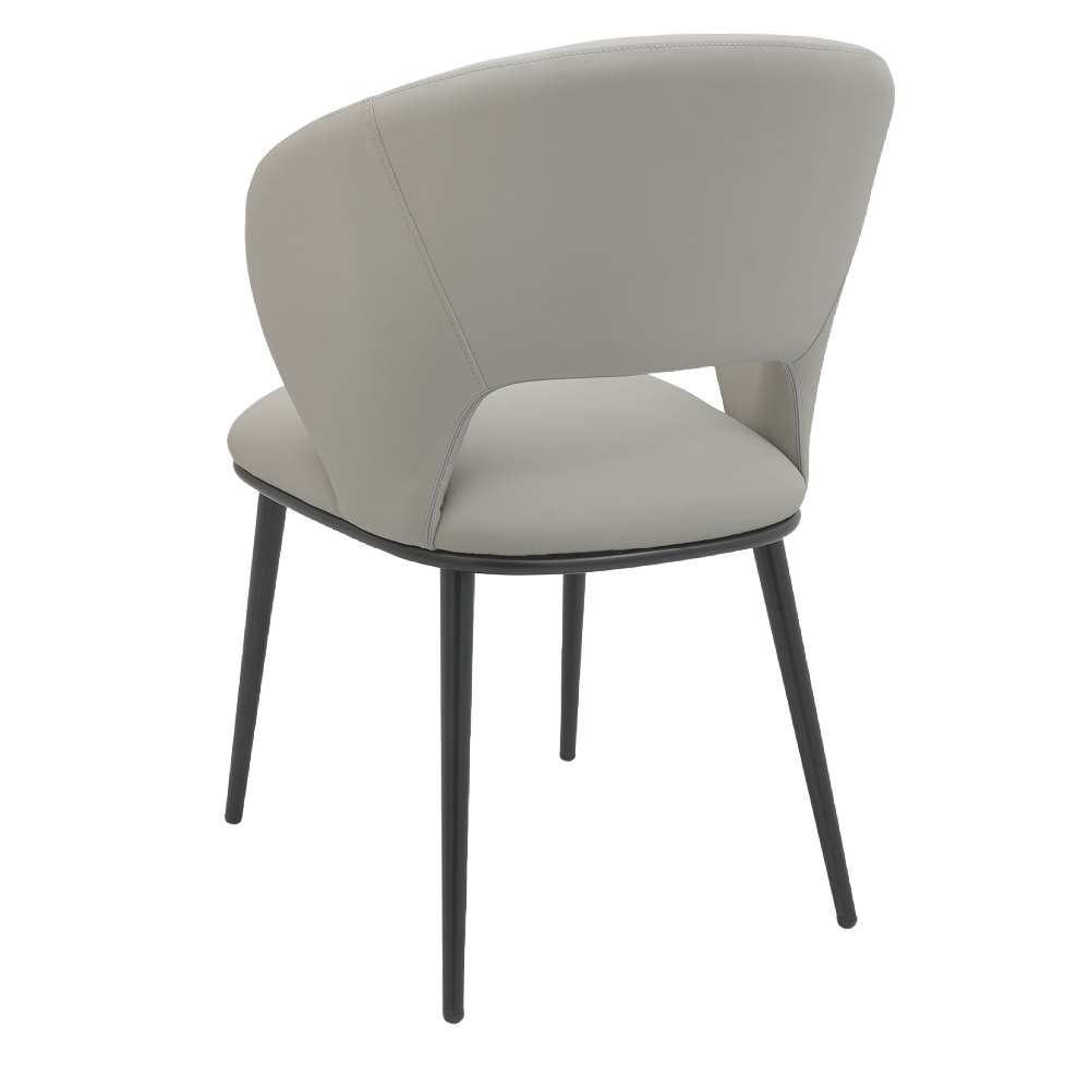 Luca - Grey Faux Leather Chair with Matt Black Legs