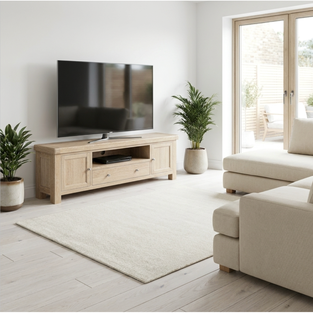 Normandy Large TV Unit White wash