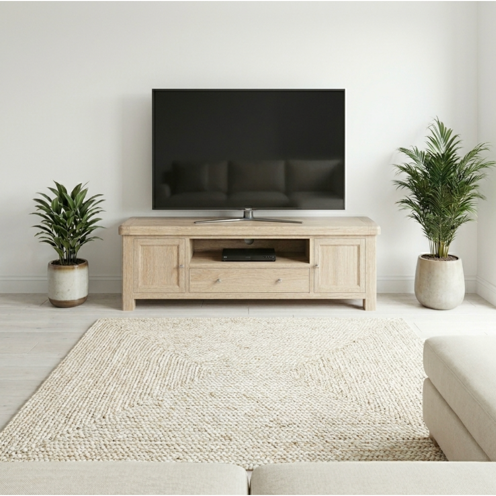Normandy Large TV Unit White wash