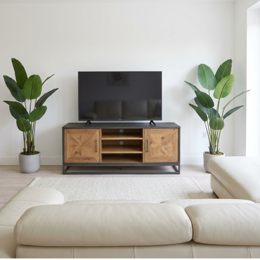 Indus Rustic Oak & Peppercorn Entertainment Unit