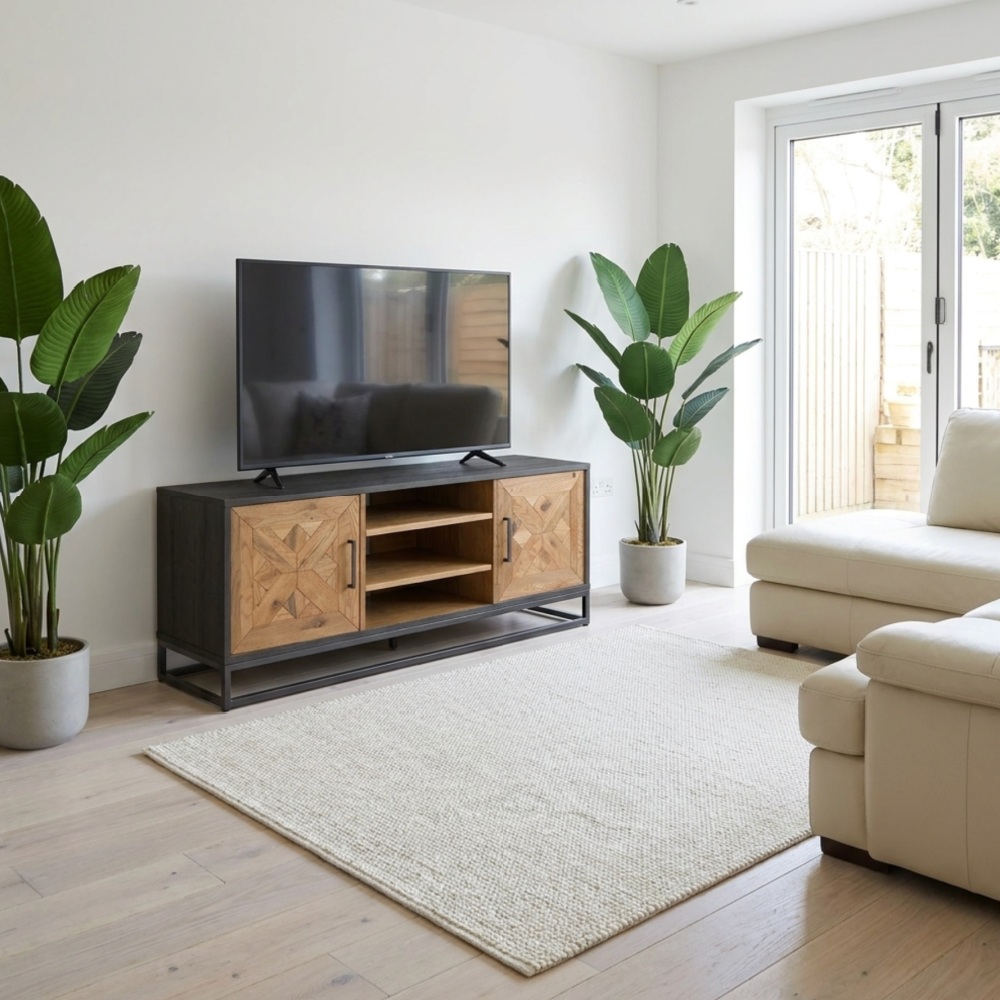 Indus Rustic Oak & Peppercorn Entertainment Unit