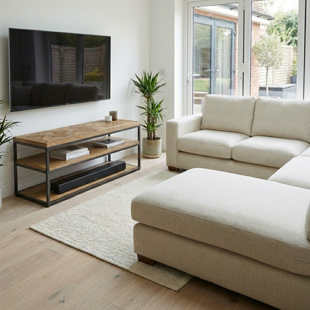 Indus Rustic Oak Open Entertainment Unit