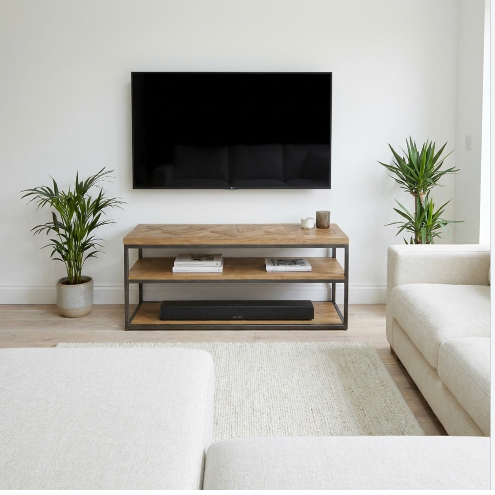 Indus Rustic Oak Open Entertainment Unit