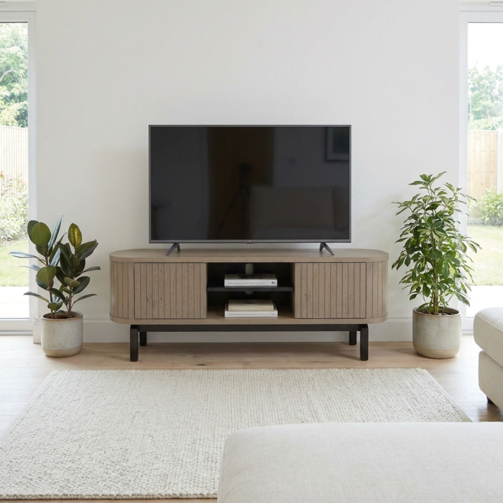Vega Grey Oiled Oak & Peppercorn Entertainment Unit