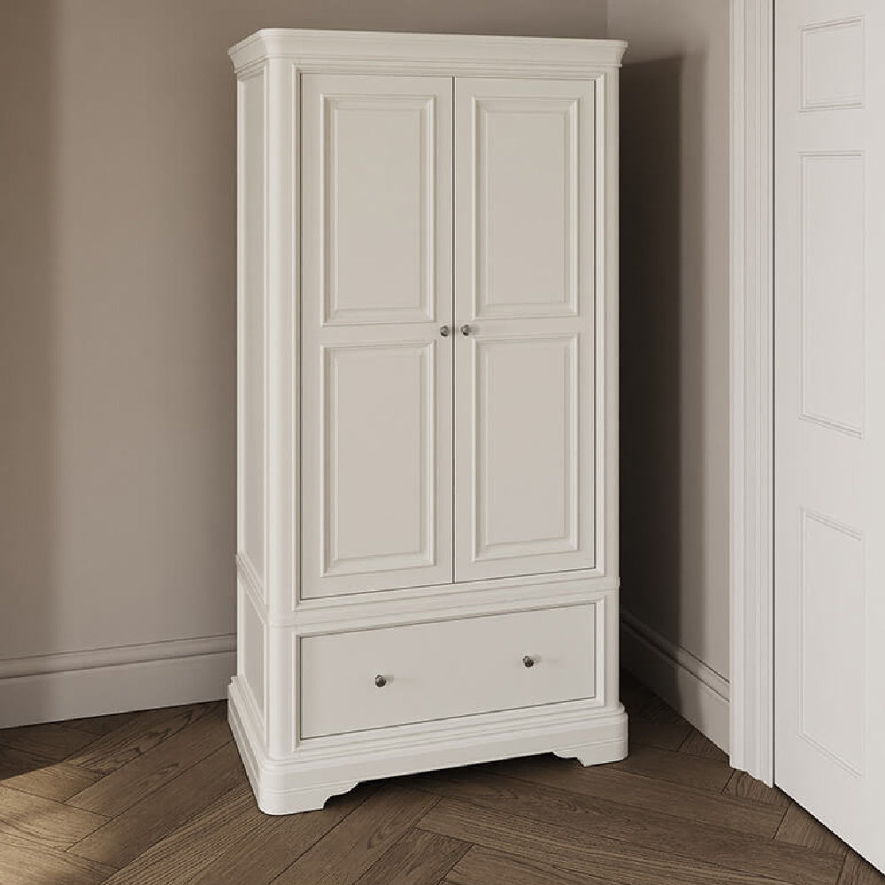 Mabel 2 Door 1 Drawer Wardrobe Bone White