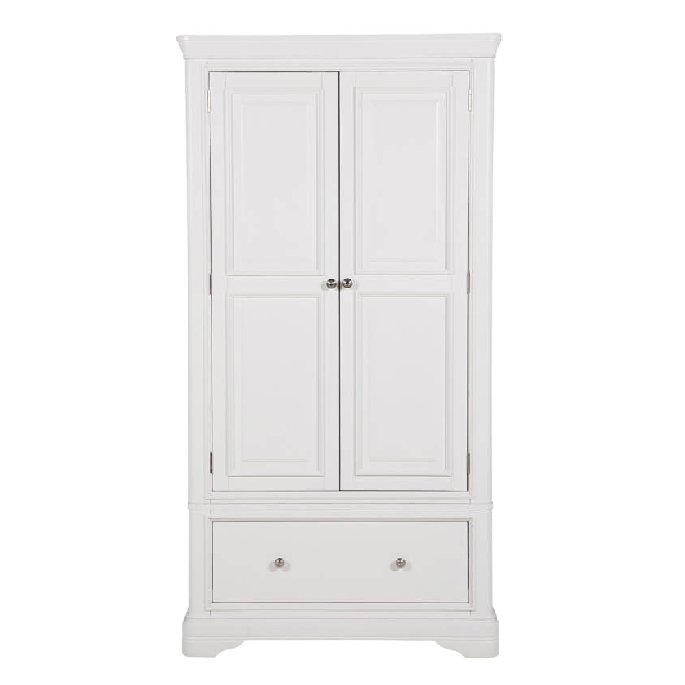Mabel 2 Door 1 Drawer Wardrobe Bone White