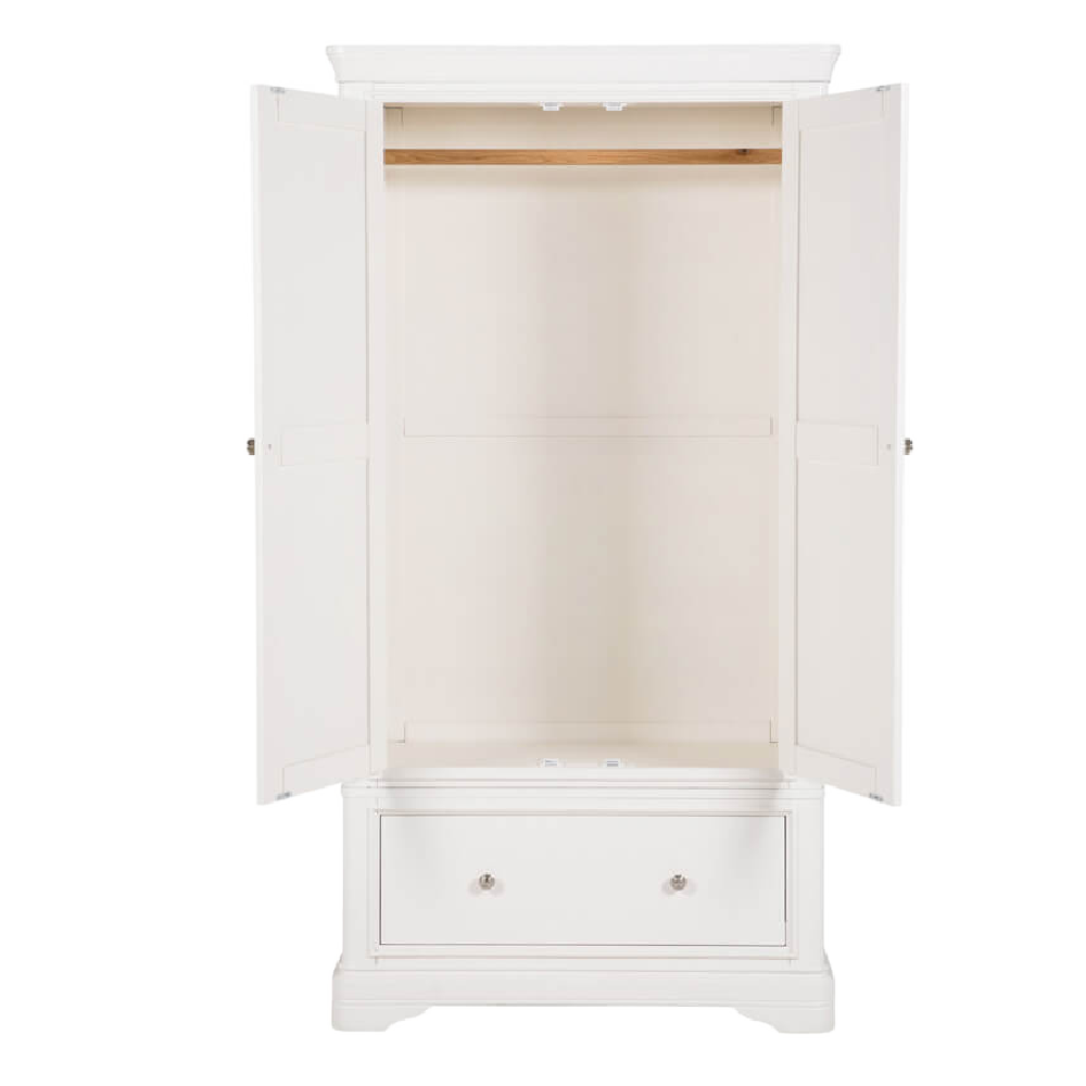 Mabel 2 Door 1 Drawer Wardrobe Bone White