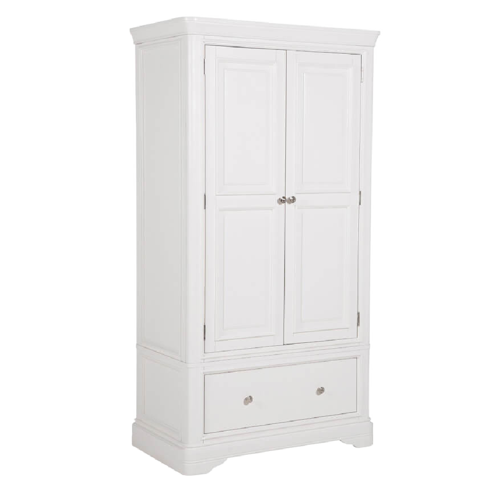 Mabel 2 Door 1 Drawer Wardrobe Bone White