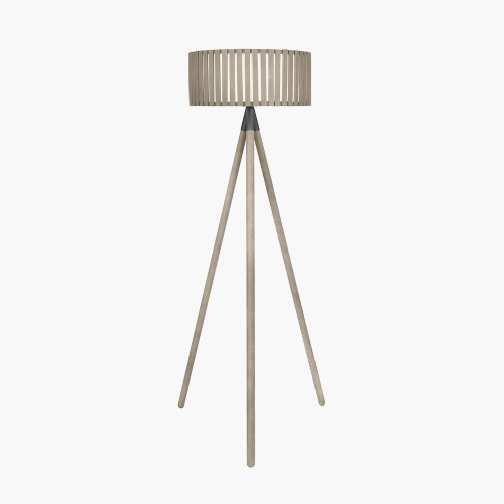 Rabanne Slatted Antique Wood Tripod Floor Lamp