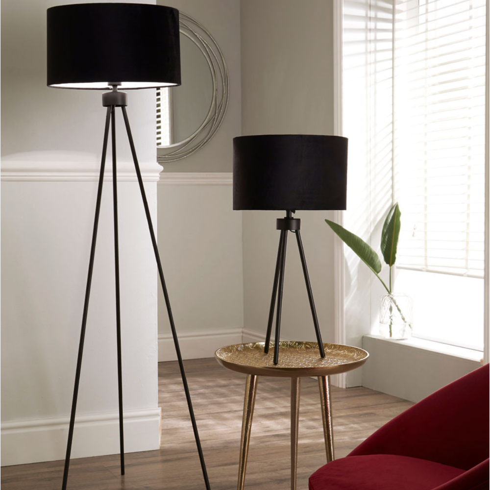 Houston Matt Black Metal Tripod Floor Lamp